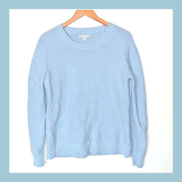 light blue crew neck sweater